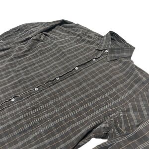 Brioni Mens Gray Plaid Button Down Shirt- Size Large- Made In Italy